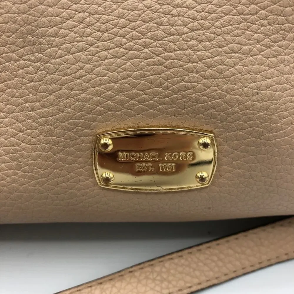 Michael Kors Blush Tan Leather Crossbody Handbag Purse Gold Hardware Bag